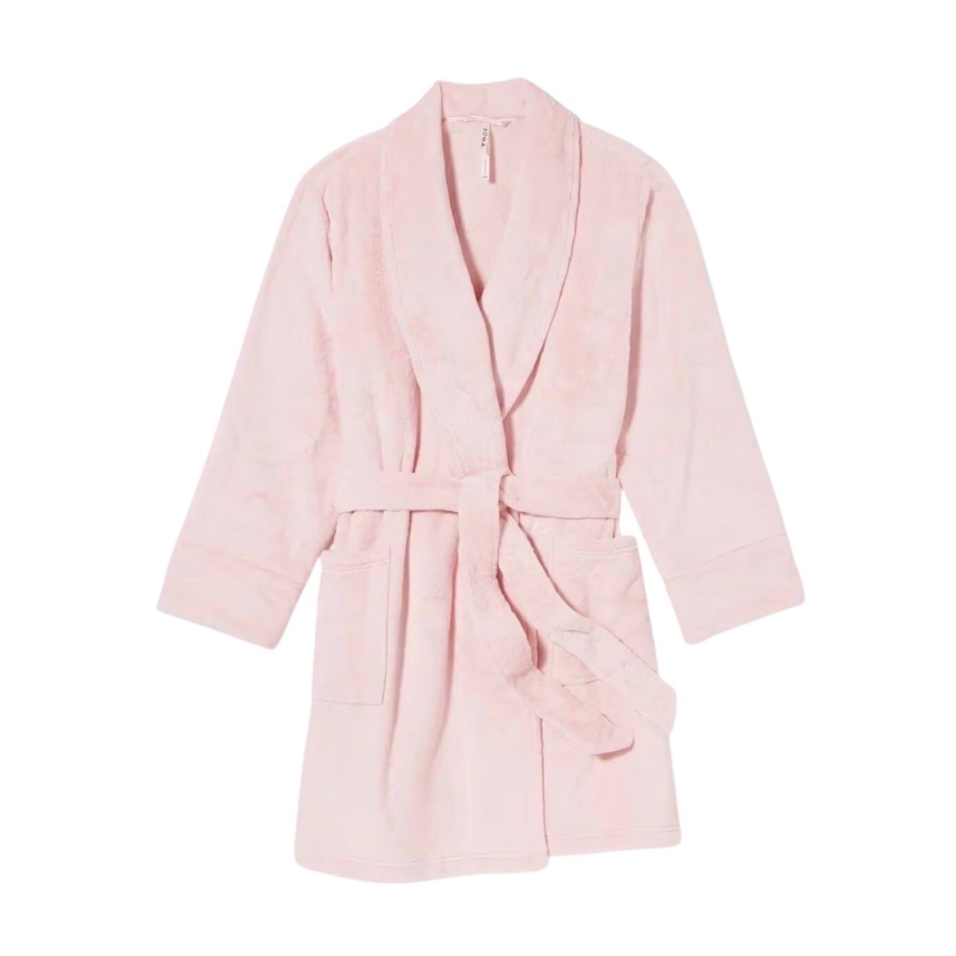 Soma Plush Short Robe Pretty Pink Belted Pockets L/Xl New Fluffy Cozy